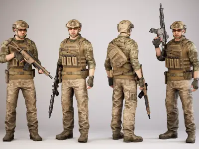 Casual Soldier 03 Low-poly 3D model