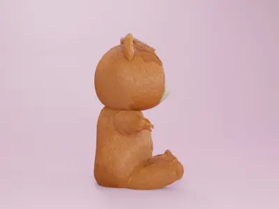 A taddy bear with fur Low-poly 3D model