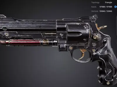 Revolver Gun 3D model buy