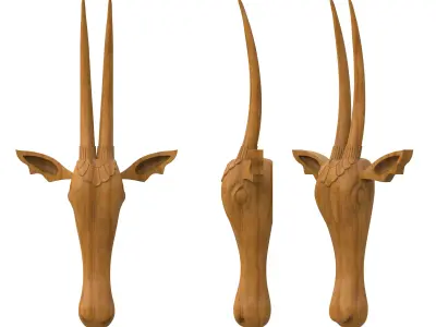Cow Head-Wood carving 3D print model