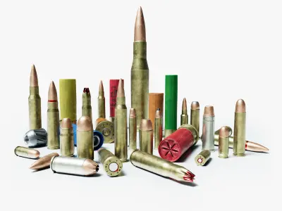 Bullet Collection group of bullets Low-poly 3D model