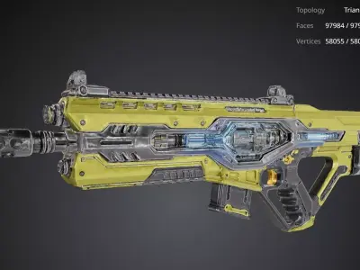 Yellow Futuristic Gun 3D model purchase