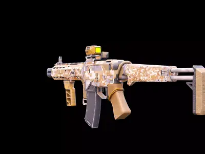 Sci-Fi Military Assault Rifle Game Ready Low Poly Low-poly 3D model