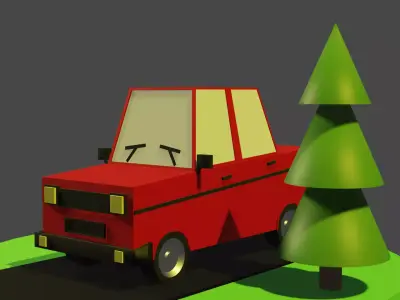 red car Low-poly 3D model