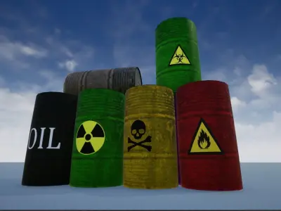 Lowpoly Metal Barrel Low-poly 3D model