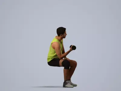 00533Levi005 - Adult Caucasian male crouching during exercise 3D model