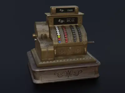 Antique Cash Register Low-poly 3D model