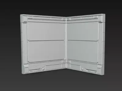 Sci-Fi Industrial Corner Wall Panel - PBR Low Poly Game Ready Low-poly 3D model