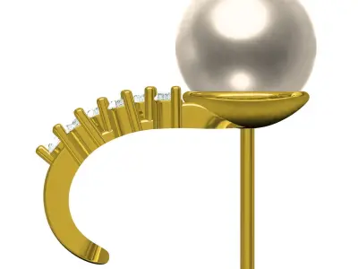 Off White Pearl Diamond Earring 3D print model