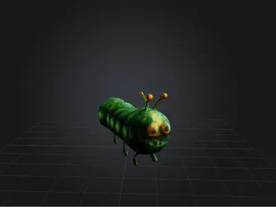 Voxel Caterpillar   Low-poly 3D model