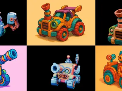 Wood Toy bundle 24 pack 100 glb Low-poly 3D model