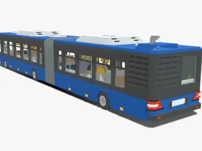 Voxel Articulated Bus Low-poly 3D model