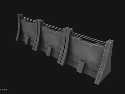 Scifi militarybase wall Low-poly 3D model