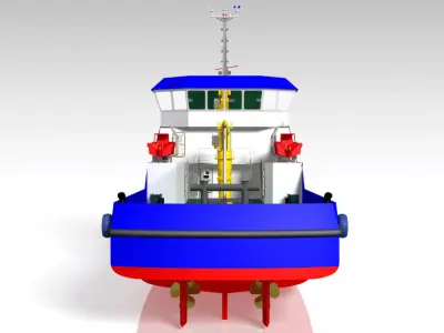 Survey Boat Ship Vessel 37 M Low-poly 3D model