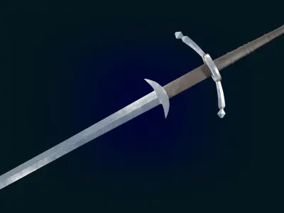 Medieval Realictic Two-Handed Great Sword Middle-poly Game ready 3D model