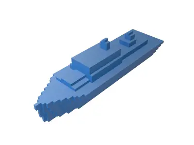 Voxel Style Simple Warship v1 004 Low-poly 3D model