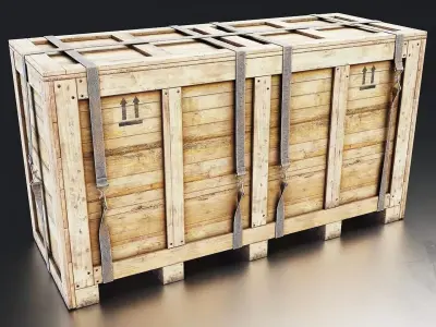 Wooden Shipping Crate with Straps Low-poly 3D model