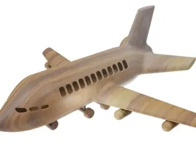 Wooden Toy Aeroplane Low-poly 3D model