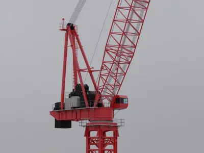 Luffing Jib Tower Crane 3D model