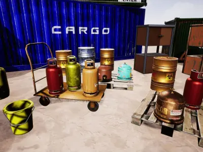 Industrial Props for Unreal Low-poly 3D model