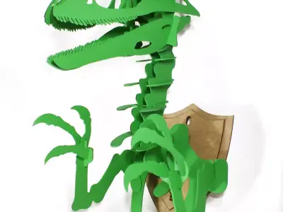 Velociraptor and Trex bust 3D model template slice 3D model