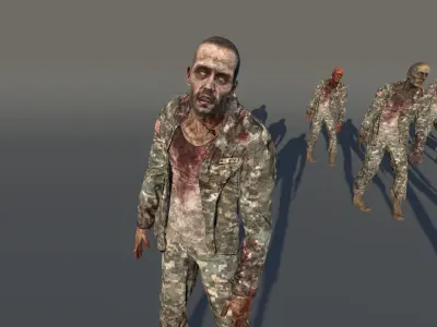 Zombie Army 3 Low-poly 3D model