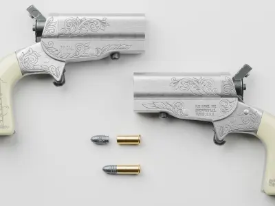 HJS Frontier Four Derringer Engraved Oil Rig Grip Low-poly 3D model