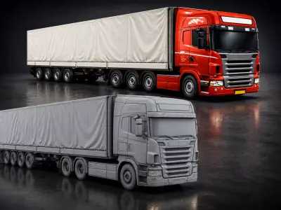 transport truck Heavy  semi  Truck European Cargo Semi Truck 06 3D Model Pack