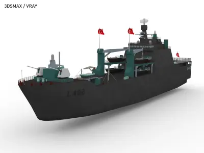 L402 BAYRAKTAR AMPHIBIOUS LANDING CRAFT TANK Low-poly 3D model