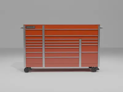 low poly 73 in Red Roll Cab Toolbox Tool Storage Cabinet Low-poly 3D model
