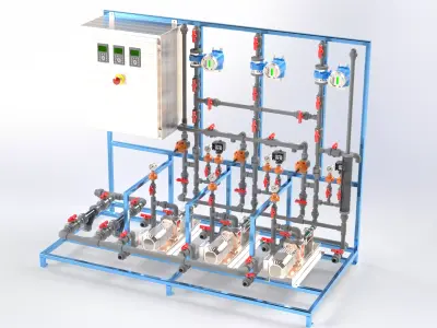 Polymer chemical feed system 3 points injection 3D model