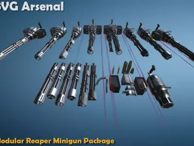 Modular Reaper Minigun Package - HQ Low-poly 3D model