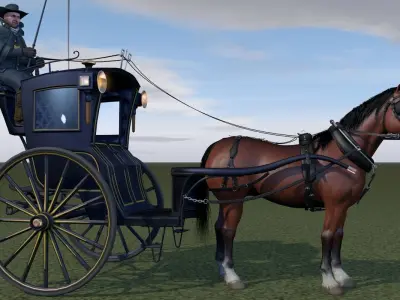 London cab cabman horse 3D model