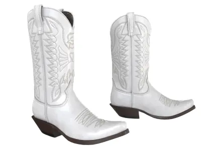 White Western Boots 3D model