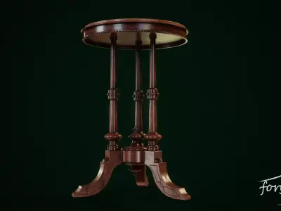 Antique Three-Legged Round Stool Low-poly 3D model