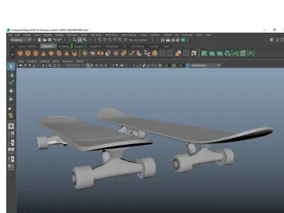 Skateboard with american flag 3D model