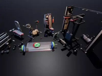 Gym  Prop Package Low-poly 3D model