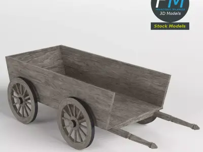 Wooden wagon 3D model purchase