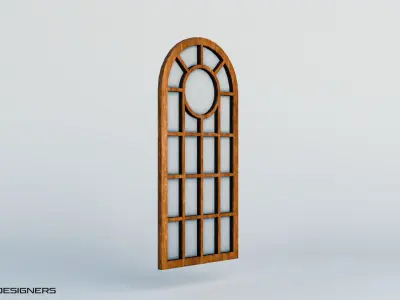 Wooden Glass Window Low-poly 3D model