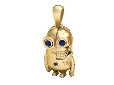 Golden Robot Pendant 3D Printable Model 3D print model purchase