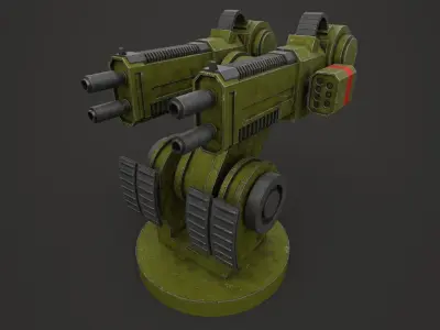 Turret Gun Low Poly PBR Machine Gun Low-poly 3D model