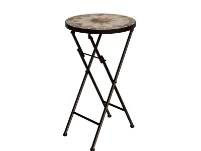 Outdoor Folding End Table With Sunburst Design Low-poly 3D model