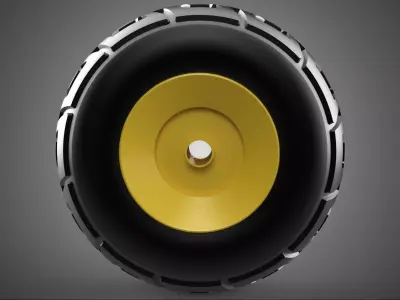 YELLOW WHEEL TREAD TIRE RIM AXLE HUB CART TROLLEY BARROW BEARING 3D model