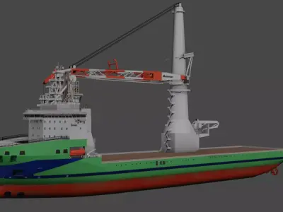 Offshore Heavy Lift Installation Vessel Low-poly 3D model