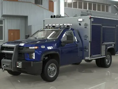  Silverado  2021 FIRETRUCK singlecab Low-poly 3D model
