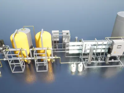 Reverse Osmosis RO System For Mineral Water Plant Low-poly 3D model
