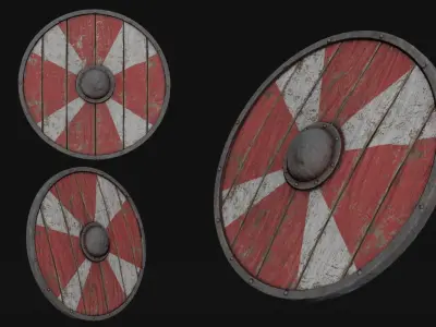 Viking Shield Low-poly 3D model 13