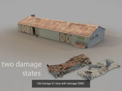 Old Garage 01 with damage DMG  3D Model Pack purchase
