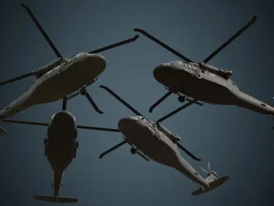 Military Helicopter 1B Low-poly 3D model