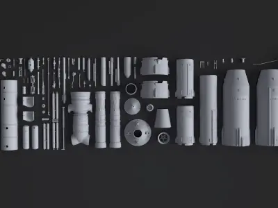 Kitbash Kit - 90 Tubes and Cylinders V1 3D model